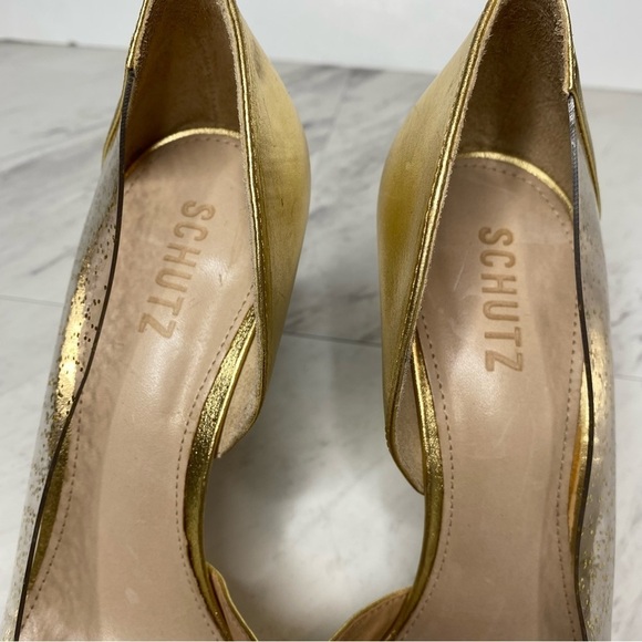 New! Schutz Cendi Gold Pointed Toe Pump 10B - Picture 13 of 15